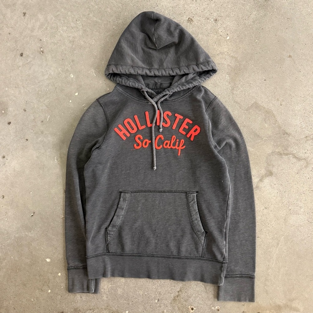Hollister Hoodie Faded Grey Front Pocket Size M - Picture 1 of 5
